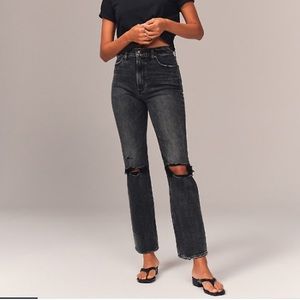 NWT ABERCROMBIE BLACK ANKLE STRAIGHT ULTRA HIGH RISE JEANS 28 6